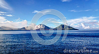 Eruption of Tavurvur volcano, Rabaul, New Britain island, PNG Stock Photo