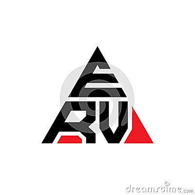 ERV triangle letter logo design with triangle shape. ERV triangle logo design monogram. ERV triangle vector logo template with red Vector Illustration