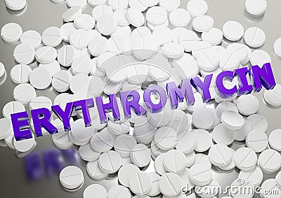 Erythromycin pill antibiotic used for the treatment of bacterial infections type chlamydia and syphilis Cartoon Illustration