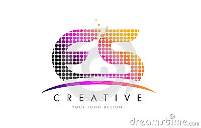 ES E S Letter Logo Design with Magenta Dots and Swoosh Vector Illustration