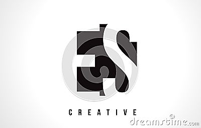 ES E S White Letter Logo Design with Black Square. Vector Illustration