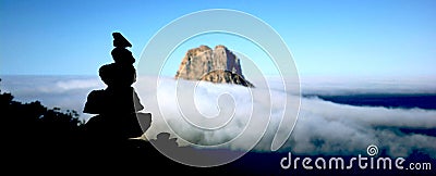 Es Vedra covered with cloud blanket Stock Photo