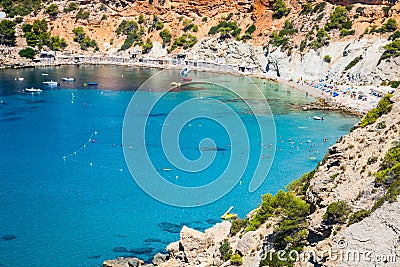 Es vedra island of Ibiza Cala d Hort in Balearic islands Stock Photo