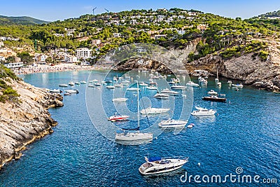 Es vedra island of Ibiza Cala d Hort in Balearic islands Stock Photo