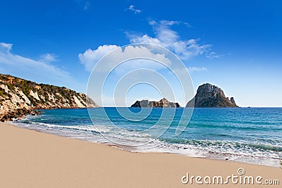 Es vedra island of Ibiza view from Cala d Hort Stock Photo