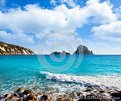 Es vedra island of Ibiza view from Cala d Hort Stock Photo