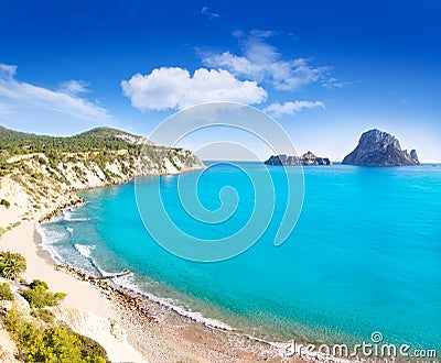 Es vedra island of Ibiza view from Cala d Hort Stock Photo