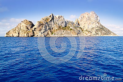 Es Vedra islet and Vedranell islands blue sea Stock Photo