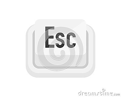 Esc white 3D button on white background. Computers particles keyboards. Vector illustration. Vector Illustration