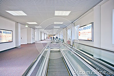 Escalator in the Airport corridors Editorial Stock Photo