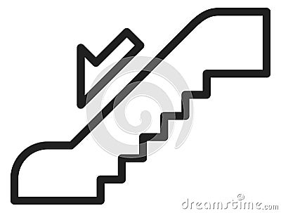 Escalator icon. Downward stairway symbol. Moving down Vector Illustration