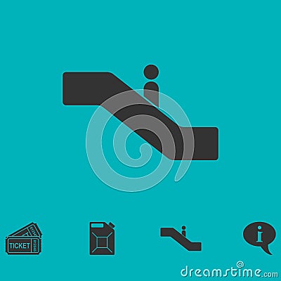 Escalator icon flat Vector Illustration