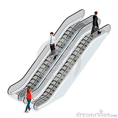 Escalator image. Isometric Escalator illustration. Elevator JPG. Modern architecture stair, lift and elevator, Escalator Vector Illustration