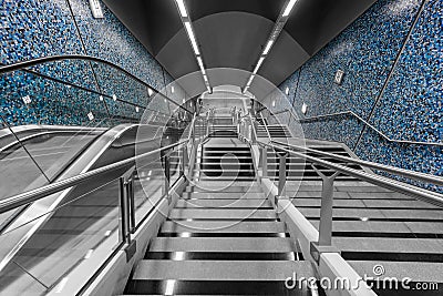 Escalator inside subway station Stock Photo