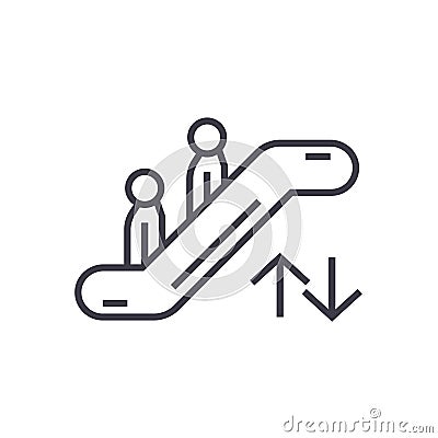 Escalator linear icon, sign, symbol, vector on isolated background Vector Illustration