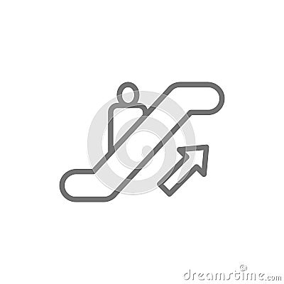 Escalator up sign line icon. Isolated on white background Vector Illustration