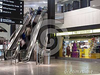 Escalator at zurich airport Editorial Stock Photo