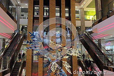 Escalators in modern shopping mall Editorial Stock Photo