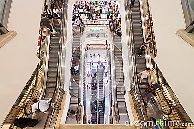 Escalators in Suria KLCC shopping mall Editorial Stock Photo