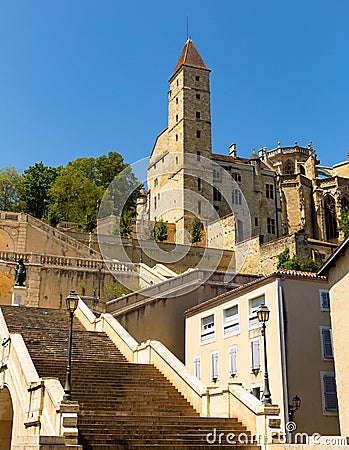 Escalier monumental before Tour d'Armagnac Auch, France Stock Photo