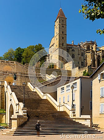 Escalier monumental before Tour d\'Armagnac Auch, France Stock Photo