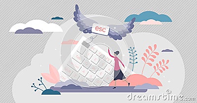 Escape button creative concept, flat tiny person vector illustration Vector Illustration