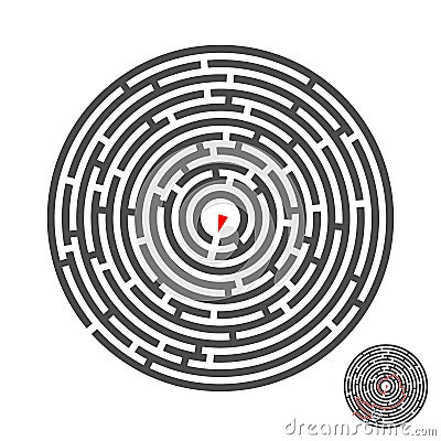 Escape circle labyrinth with entry and exit.vector game maze puzzle with solution.Num.01 Vector Illustration