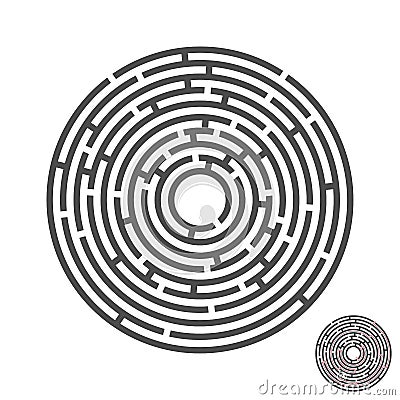 Escape circle labyrinth with entry and exit.vector game maze puzzle with solution.Num.02 Vector Illustration