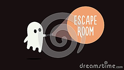 Escape Room games background concept with ghost and flashlight. Vector illustration Vector Illustration