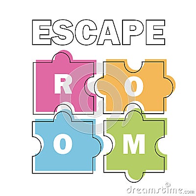 Escape room. Vector illustration poster, banner on white background puzzle Vector Illustration