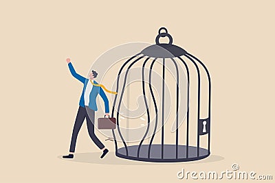 Escape from routine comfort zone change to experience new challenge or break free for freedom concept strong ambitious Stock Photo