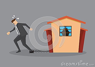 Escaping from Heavy Debt Burden of Home Mortgage Loan Vector Illustration