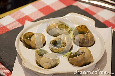 Escargots au beurre, ail et persil, Recette or Escargots in Garlic and Parsley Butter Recipes Stock Photo