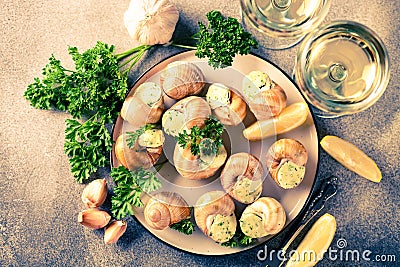 Escargots de Bourgogne Stock Photo