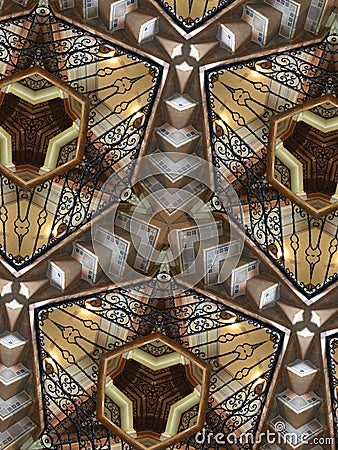 Escheresque architecture kaleidoscope effect Stock Photo