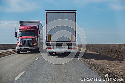 trucks goes on the highway Stock Photo