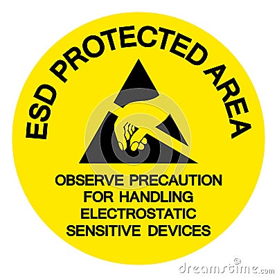 ESD Protection Area Observe Precaution For Handling Electrostatic Sensitive Device Symbol Sign, Vector Illustration, Isolated On Vector Illustration