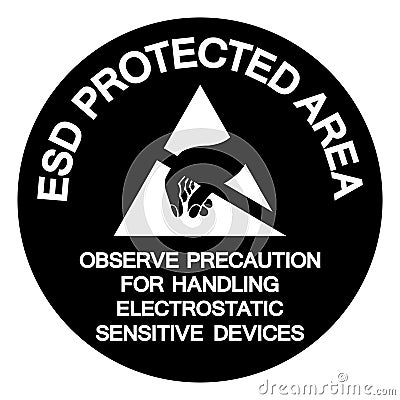 ESD Protection Area Observe Precaution For Handling Electrostatic Sensitive Device Symbol Sign, Vector Illustration, Isolated On Vector Illustration