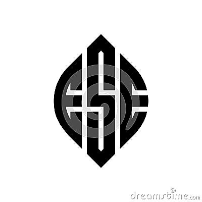 ESE circle letter logo design with circle and ellipse shape. ESE ellipse letters with typographic style. The three initials form a Vector Illustration