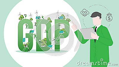 ESG business carbon credit profit calculate in GDP. Carbon credit vision from reduce carbon footprint and carbon dioxide to Net Vector Illustration