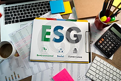 ESG environmental social and governance Sustainable to Businessman strategy ESG Stock Photo