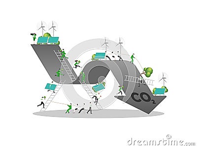 ESG sustainability business carbon credit, CO2 Vector Illustration