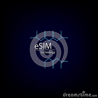 ESIM card chip sign. Embedded SIM concept. New mobile communication technology and processor background circuit board vector Vector Illustration