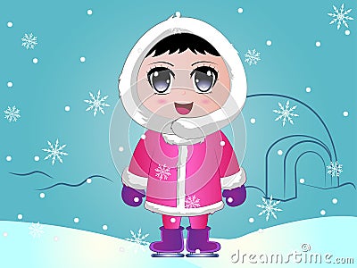 Eskimo Baby Vector Illustration Stock Photo