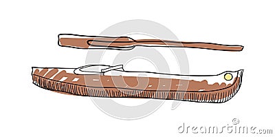 Eskimo boat hand drawn isolated icon Vector Illustration