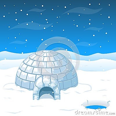 Eskimo cold house from ice blocks in Antarctica vector illustration Vector Illustration