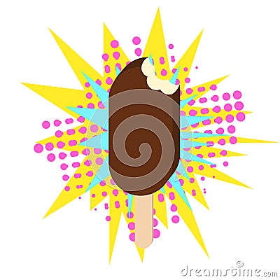 Eskimo ice cream pop art icon. Vector Illustration