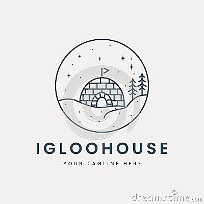 Eskimo igloo house with emblem logo vector design illustration template Creative icon Vector Illustration