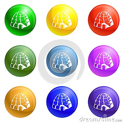 Eskimo igloo icons set vector Vector Illustration