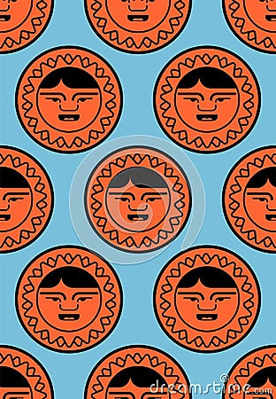 Eskimo pattern. Inuit background. arctic traditional Man of nor Vector Illustration